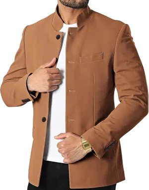 THWEI Mens Casual Suit Blazer Jackets Stand Collar Business Sport Coats