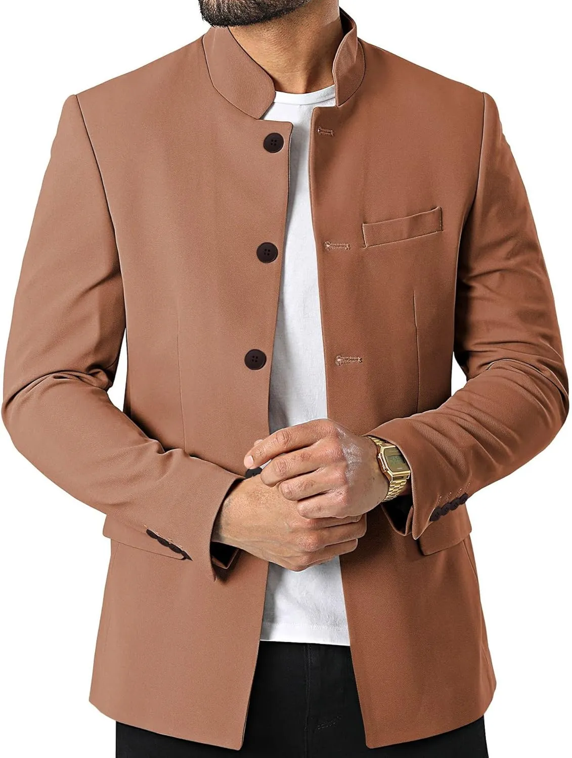 THWEI Mens Casual Suit Blazer Jackets Stand Collar Business Sport Coats
