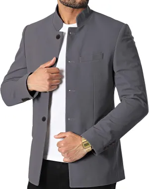THWEI Mens Casual Suit Blazer Jackets Stand Collar Business Sport Coats