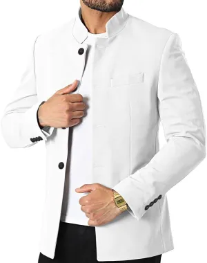 THWEI Mens Casual Suit Blazer Jackets Stand Collar Business Sport Coats