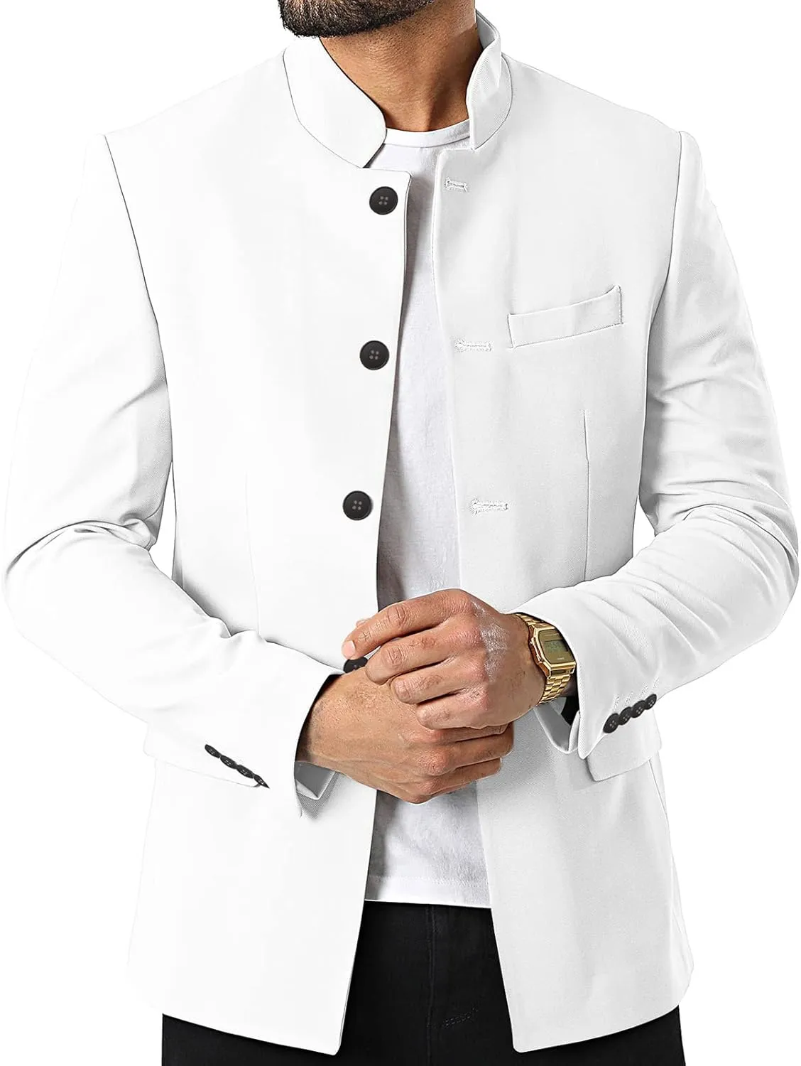 THWEI Mens Casual Suit Blazer Jackets Stand Collar Business Sport Coats