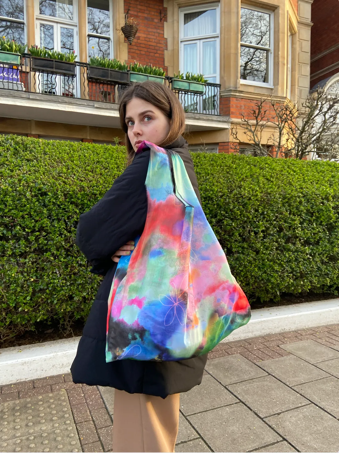 Tie Dye Printed Parachute Shopper Bag