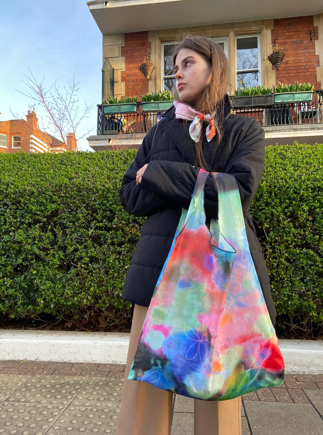 Tie Dye Printed Parachute Shopper Bag