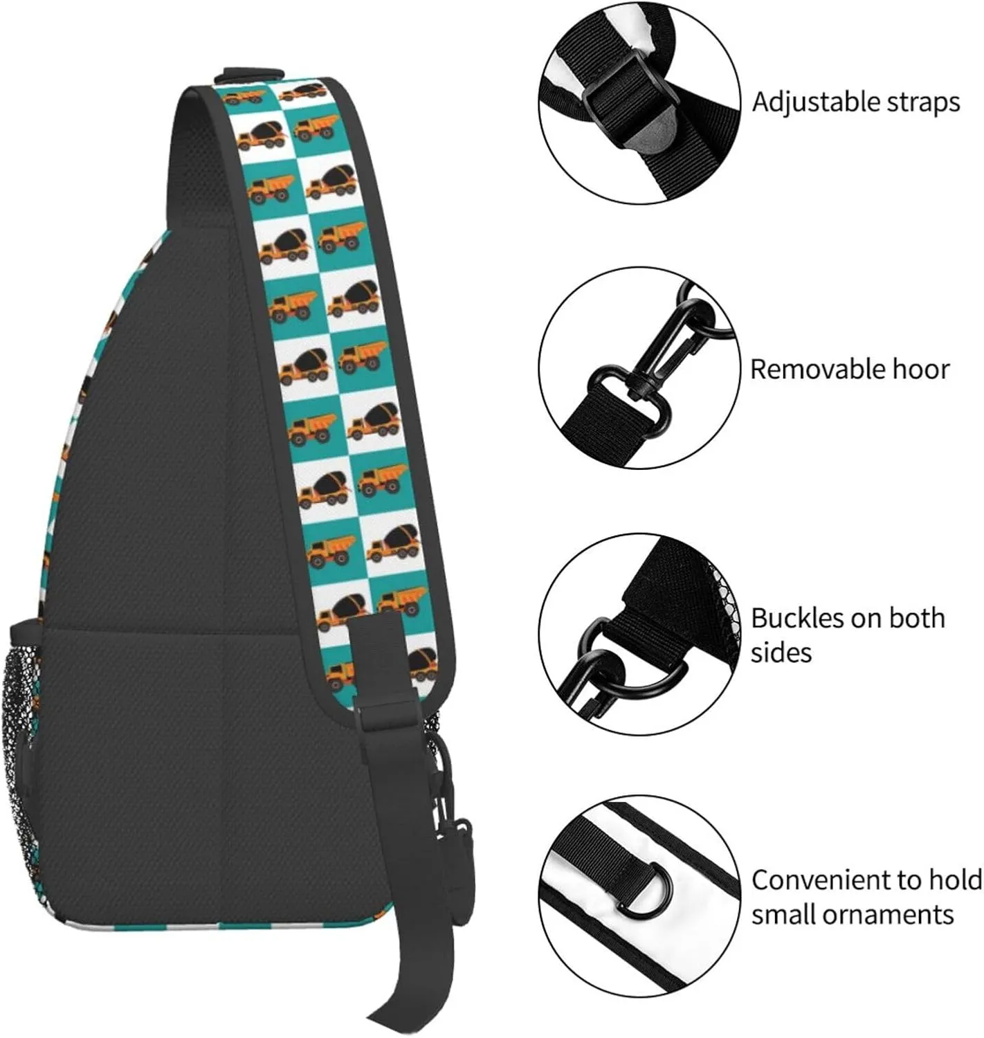 Topical Flowers Palm Leaves Crossbody Bag Adjustable Sling Bag Casual Chest Bags Travel Shoulder Backpack
