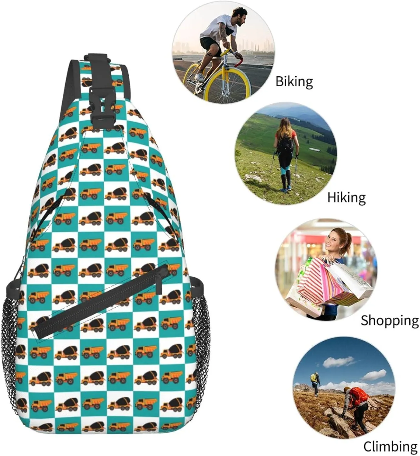 Topical Flowers Palm Leaves Crossbody Bag Adjustable Sling Bag Casual Chest Bags Travel Shoulder Backpack