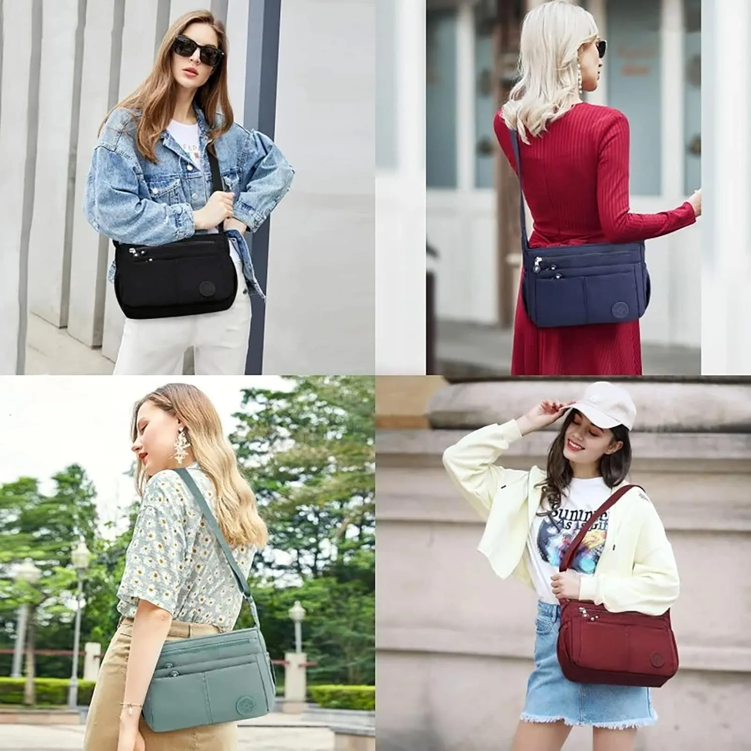 Tote Bag For Women Nylon Cloth Bag Shoulder Bag Lightweight Large Capacity Bag Pockets Casual Messenger Bag For Outdoor Y