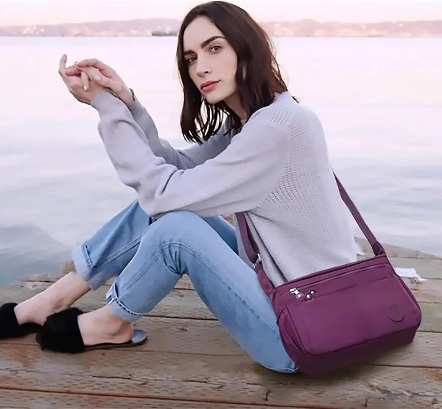 Tote Bag For Women Nylon Cloth Bag Shoulder Bag Lightweight Large Capacity Bag Pockets Casual Messenger Bag For Outdoor Y