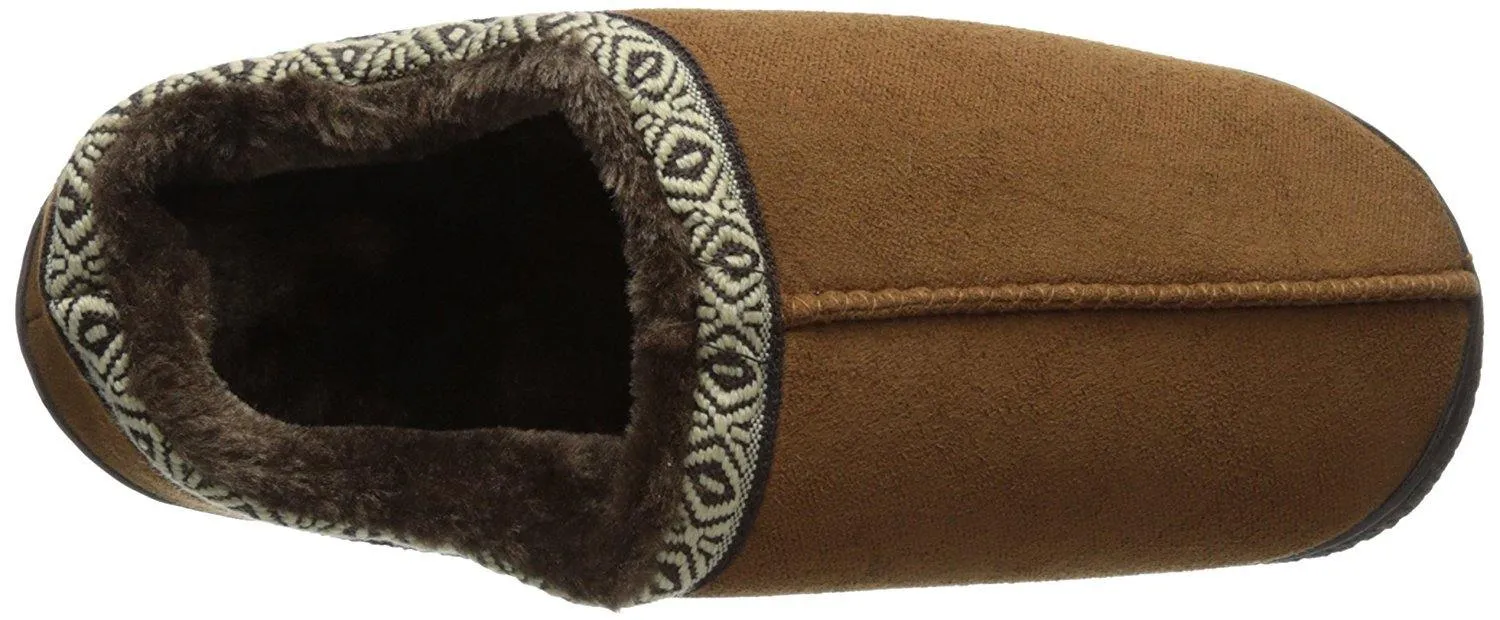 Totes ISOTONER Men's Microsuede Slip-On Slipper (Large - 9.5-10.5, Cognac)