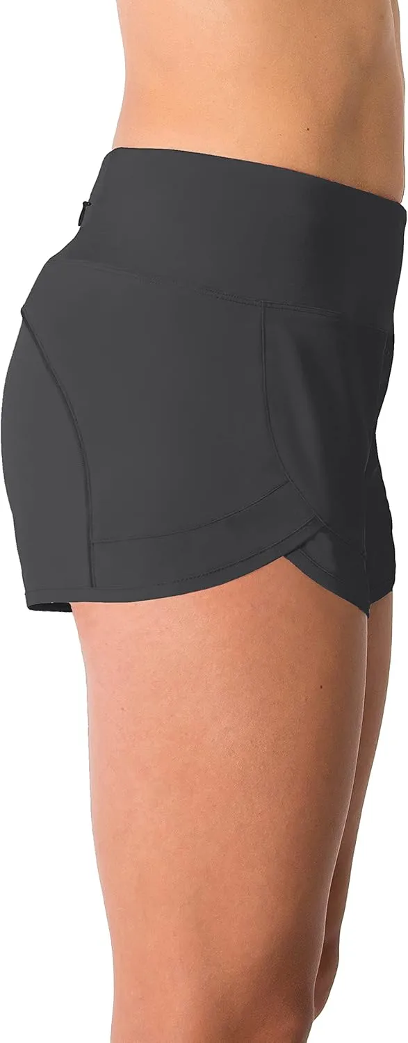 Tough Mode Womens 3" Lightweight Running WOD Volleyball Shorts Workout Mesh Liner Zip Pocket