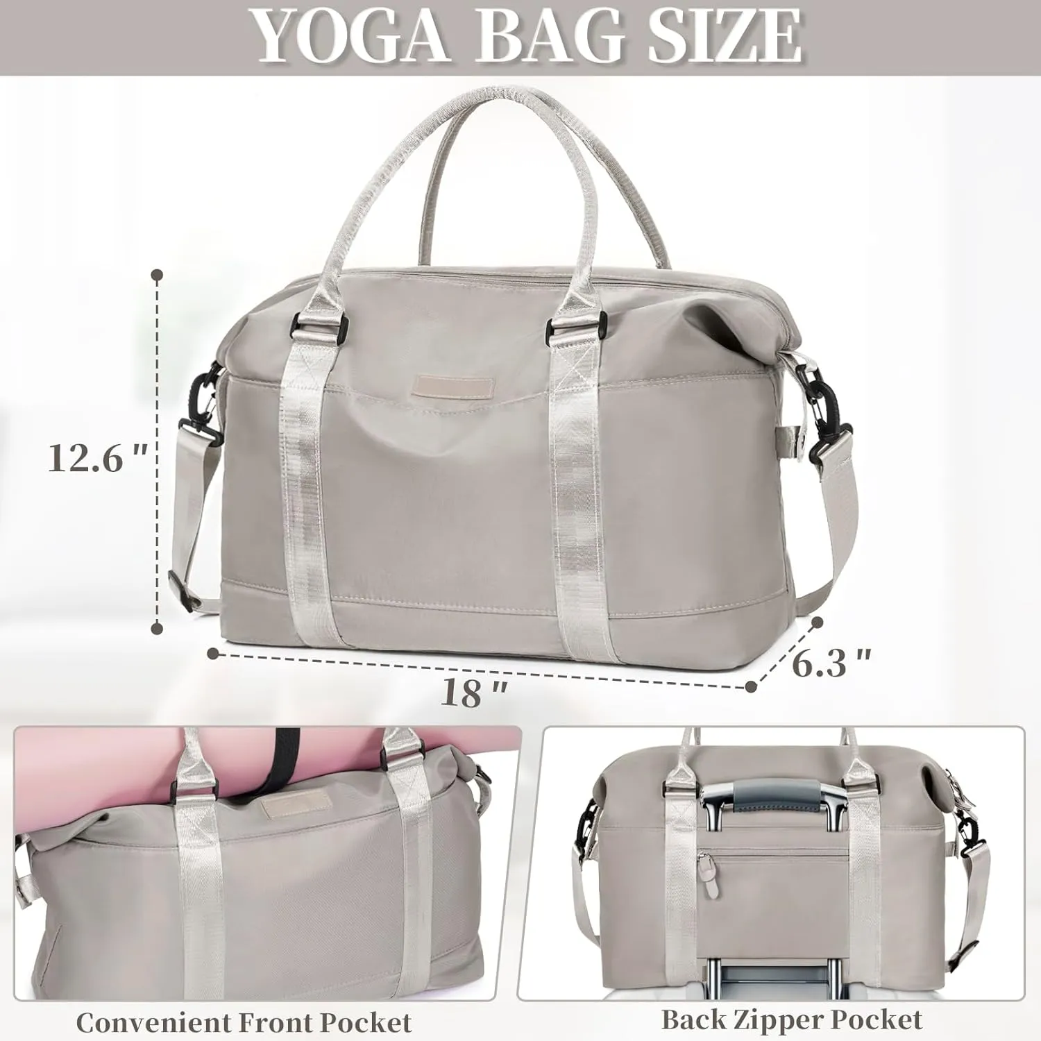 Travel Duffle, Waterproof Gym Weekender Overnight Tote Carry On with Luggage Sleeve, Dry Wet Pocket, Labor Delivery Hospital Bag