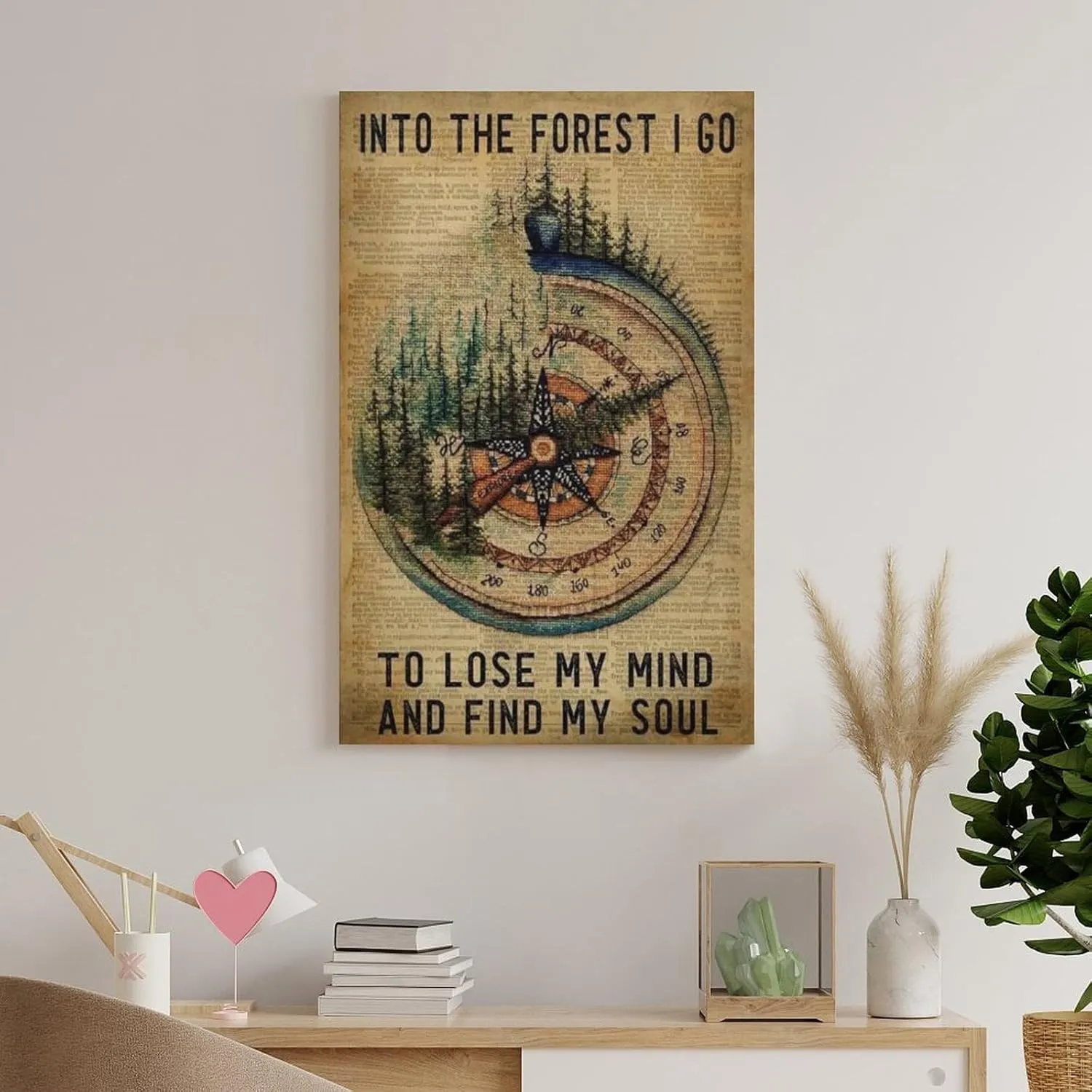 Traveler Poster, I Went Into The Forest, Lost My Mind, Found My Soul, Girl Trekking The Forest, Trekking Enthusiast Living Canvas Posters And Wall Art Pictures Printed Modern Home Bedroom Decoration16