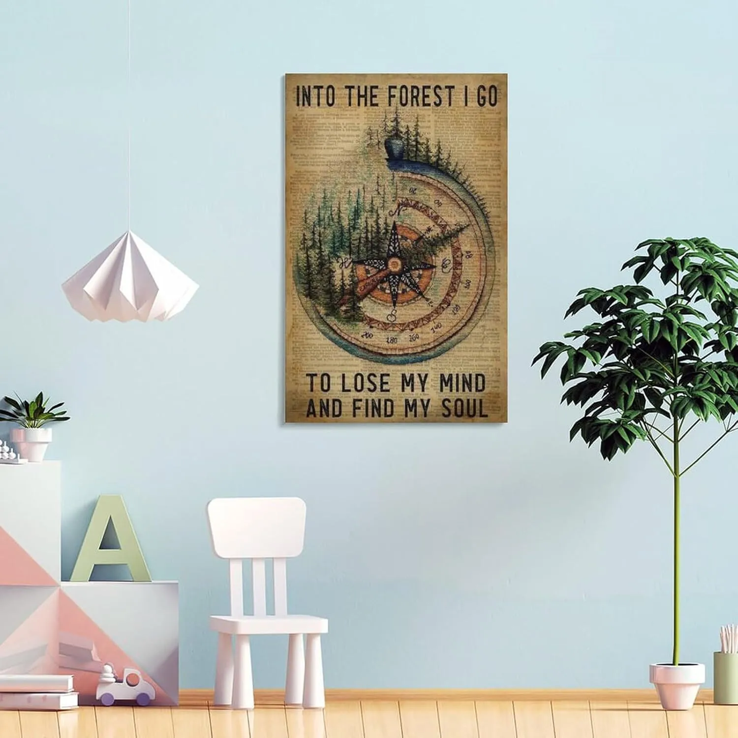 Traveler Poster, I Went Into The Forest, Lost My Mind, Found My Soul, Girl Trekking The Forest, Trekking Enthusiast Living Canvas Posters And Wall Art Pictures Printed Modern Home Bedroom Decoration16