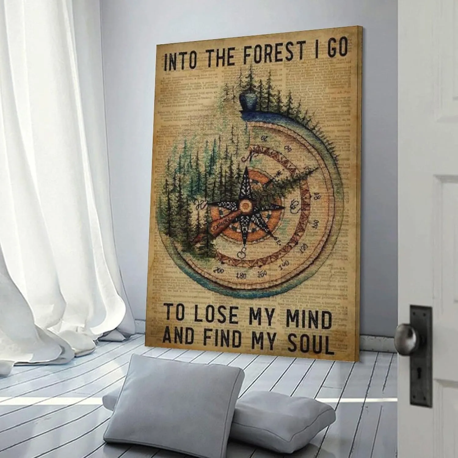 Traveler Poster, I Went Into The Forest, Lost My Mind, Found My Soul, Girl Trekking The Forest, Trekking Enthusiast Living Canvas Posters And Wall Art Pictures Printed Modern Home Bedroom Decoration16
