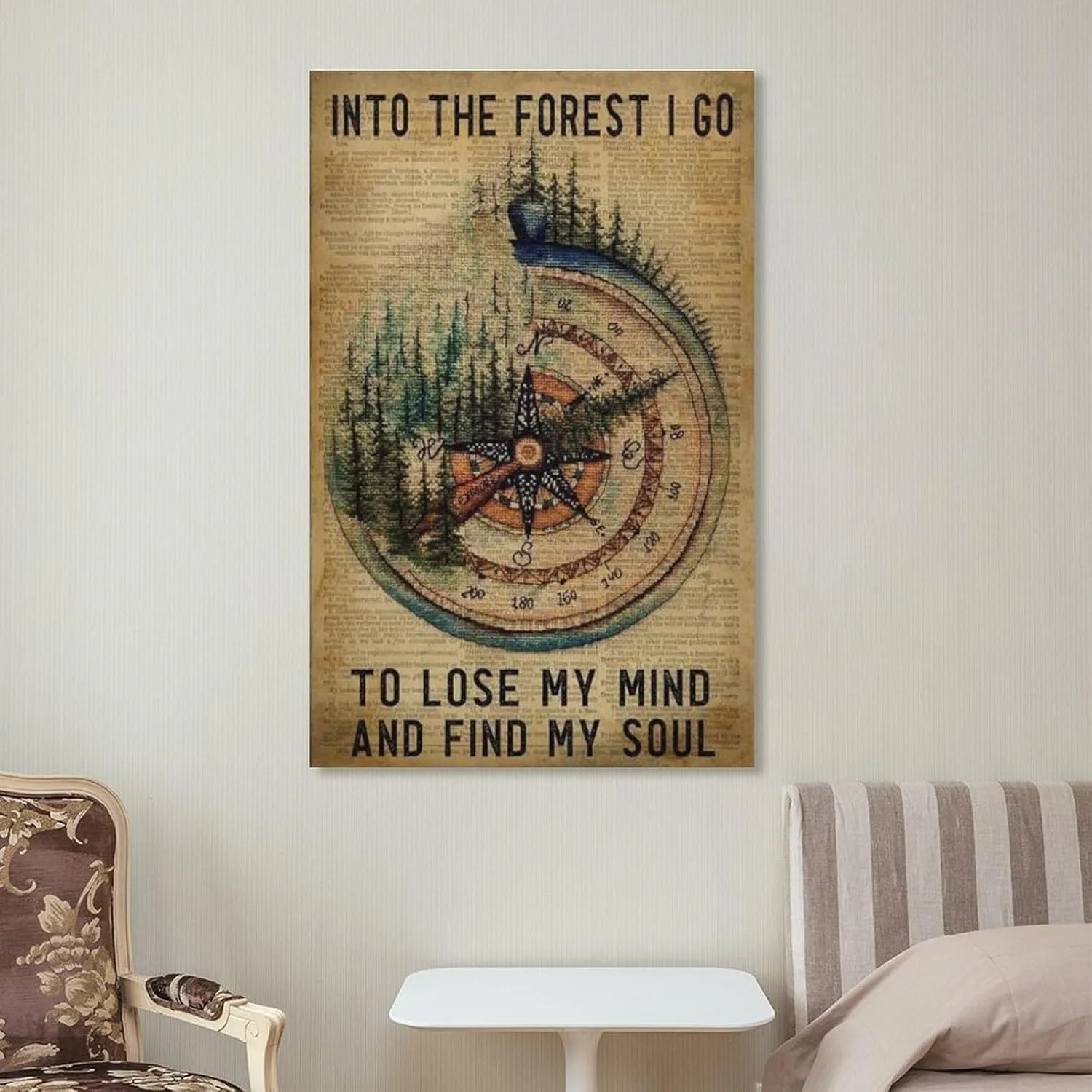 Traveler Poster, I Went Into The Forest, Lost My Mind, Found My Soul, Girl Trekking The Forest, Trekking Enthusiast Living Canvas Posters And Wall Art Pictures Printed Modern Home Bedroom Decoration16