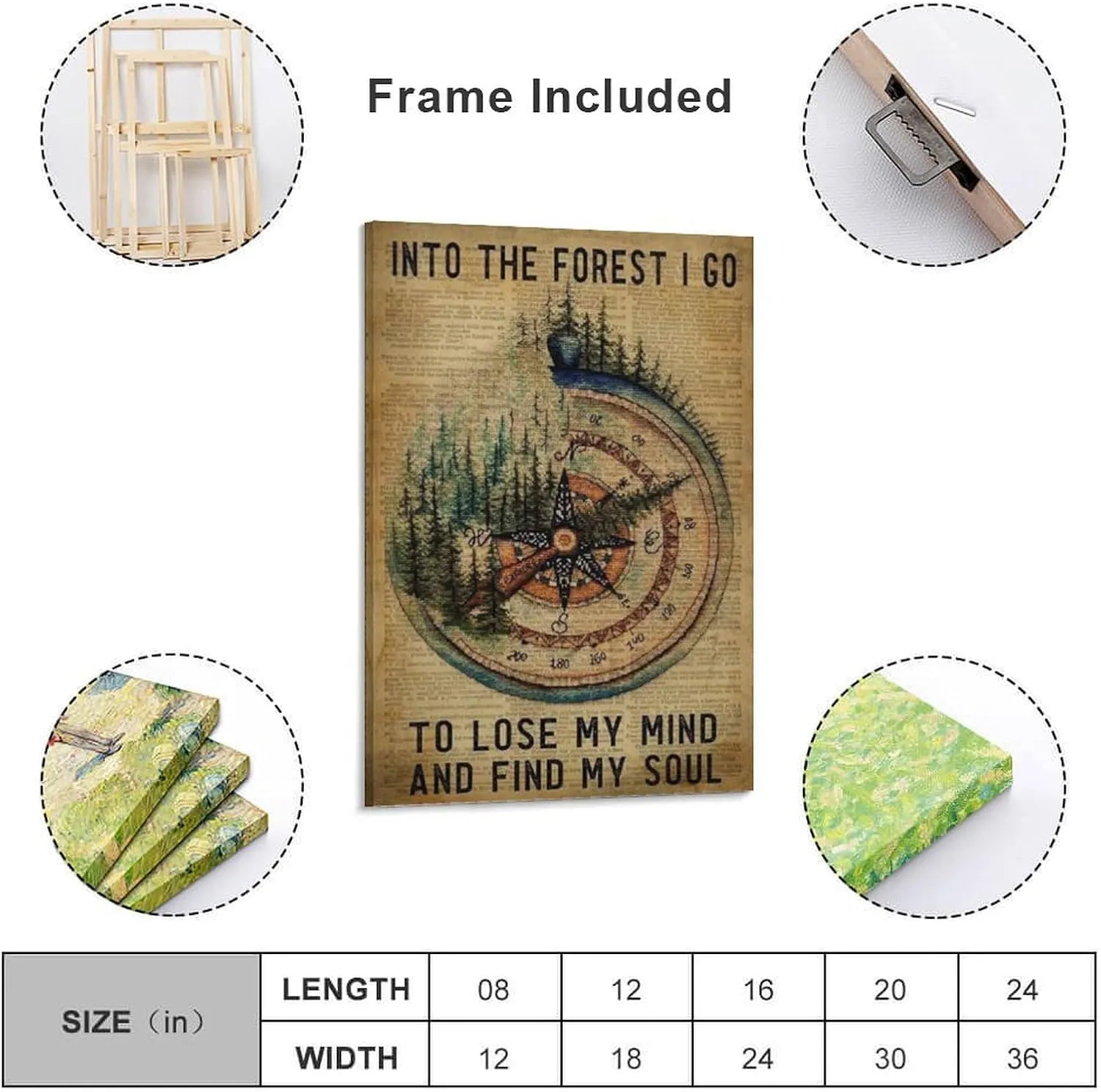 Traveler Poster, I Went Into The Forest, Lost My Mind, Found My Soul, Girl Trekking The Forest, Trekking Enthusiast Living Canvas Posters And Wall Art Pictures Printed Modern Home Bedroom Decoration16