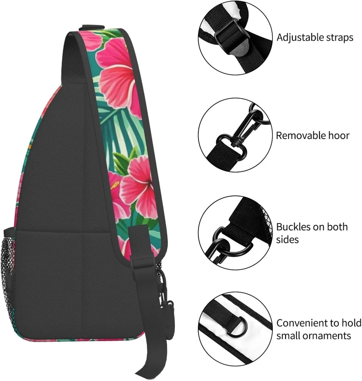 Tropical Colorful Parrots and Leaves Crossbody Bags Cross Chest Bag Adjustable Sling Backpack for Women Men