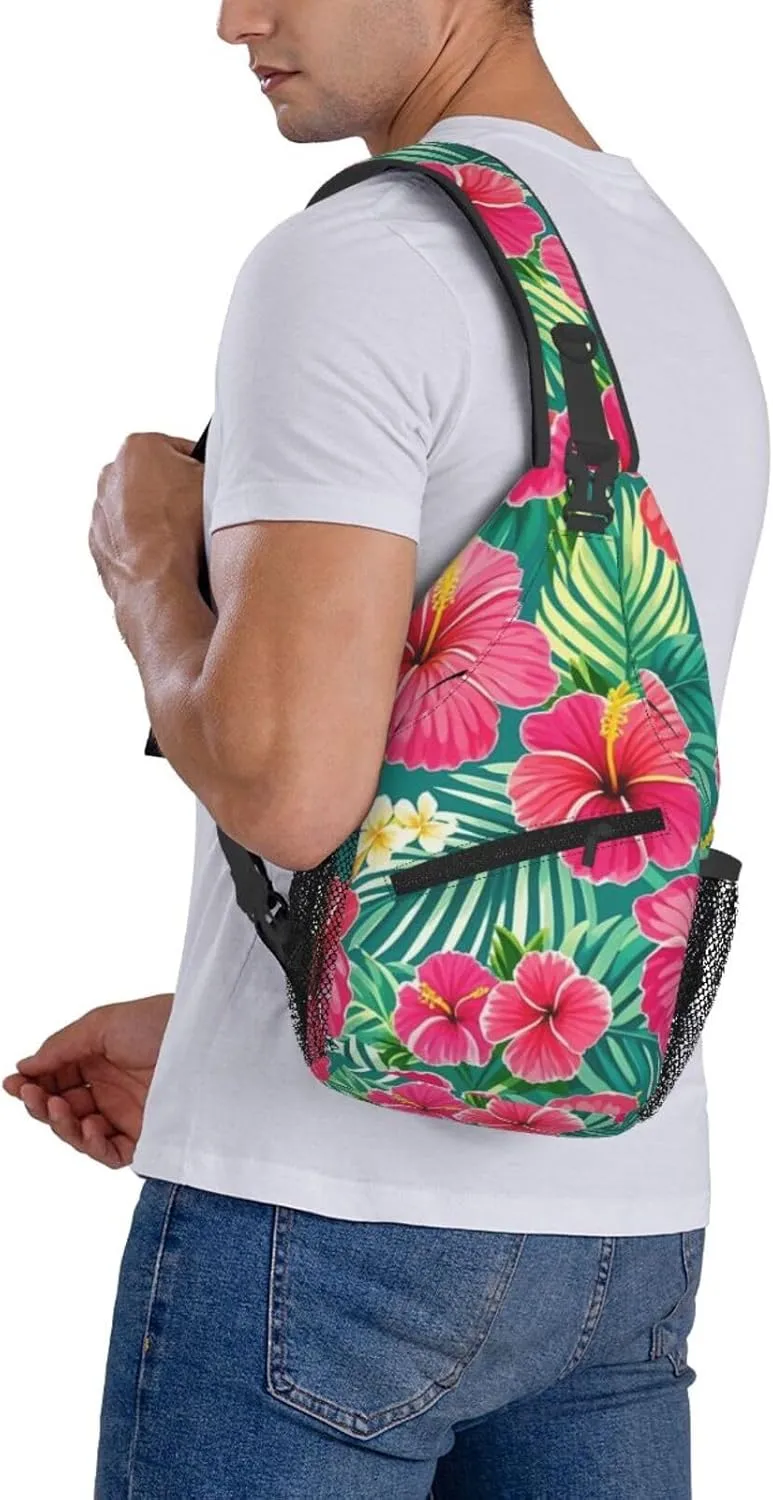 Tropical Colorful Parrots and Leaves Crossbody Bags Cross Chest Bag Adjustable Sling Backpack for Women Men