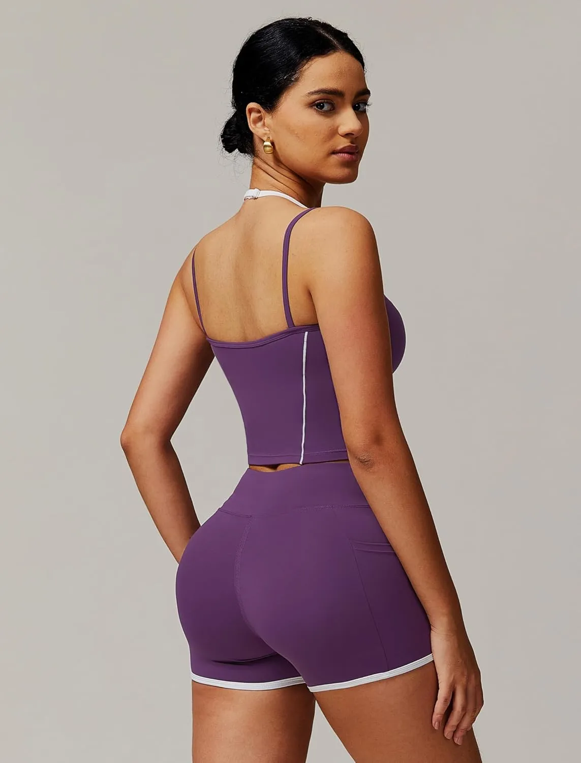 Two Piece Workout Sets For Women Tank Top and High Waist Booty Lifting Shorts Gym Yoga Active Outfits with Pockets