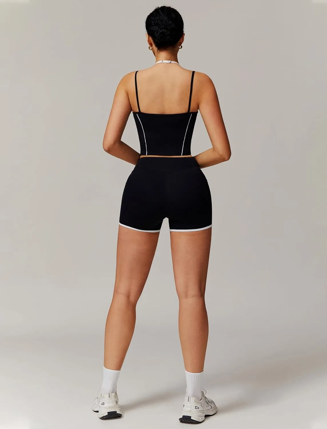 Two Piece Workout Sets For Women Tank Top and High Waist Booty Lifting Shorts Gym Yoga Active Outfits with Pockets