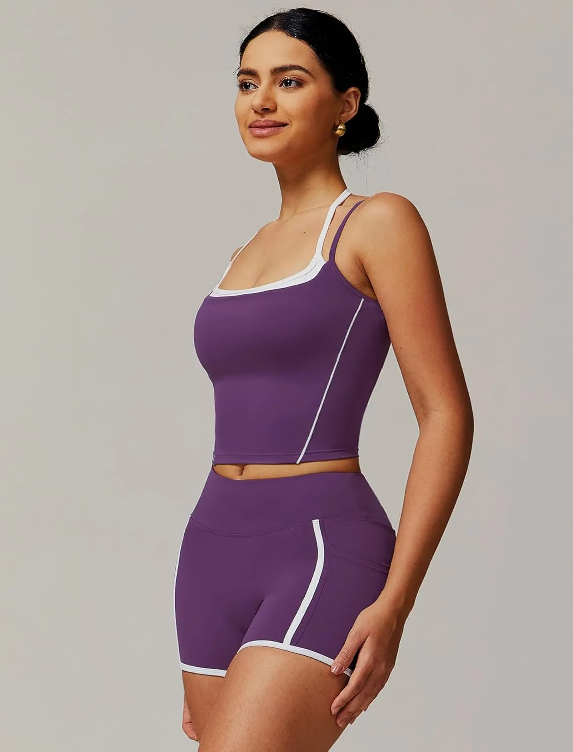 Two Piece Workout Sets For Women Tank Top and High Waist Booty Lifting Shorts Gym Yoga Active Outfits with Pockets