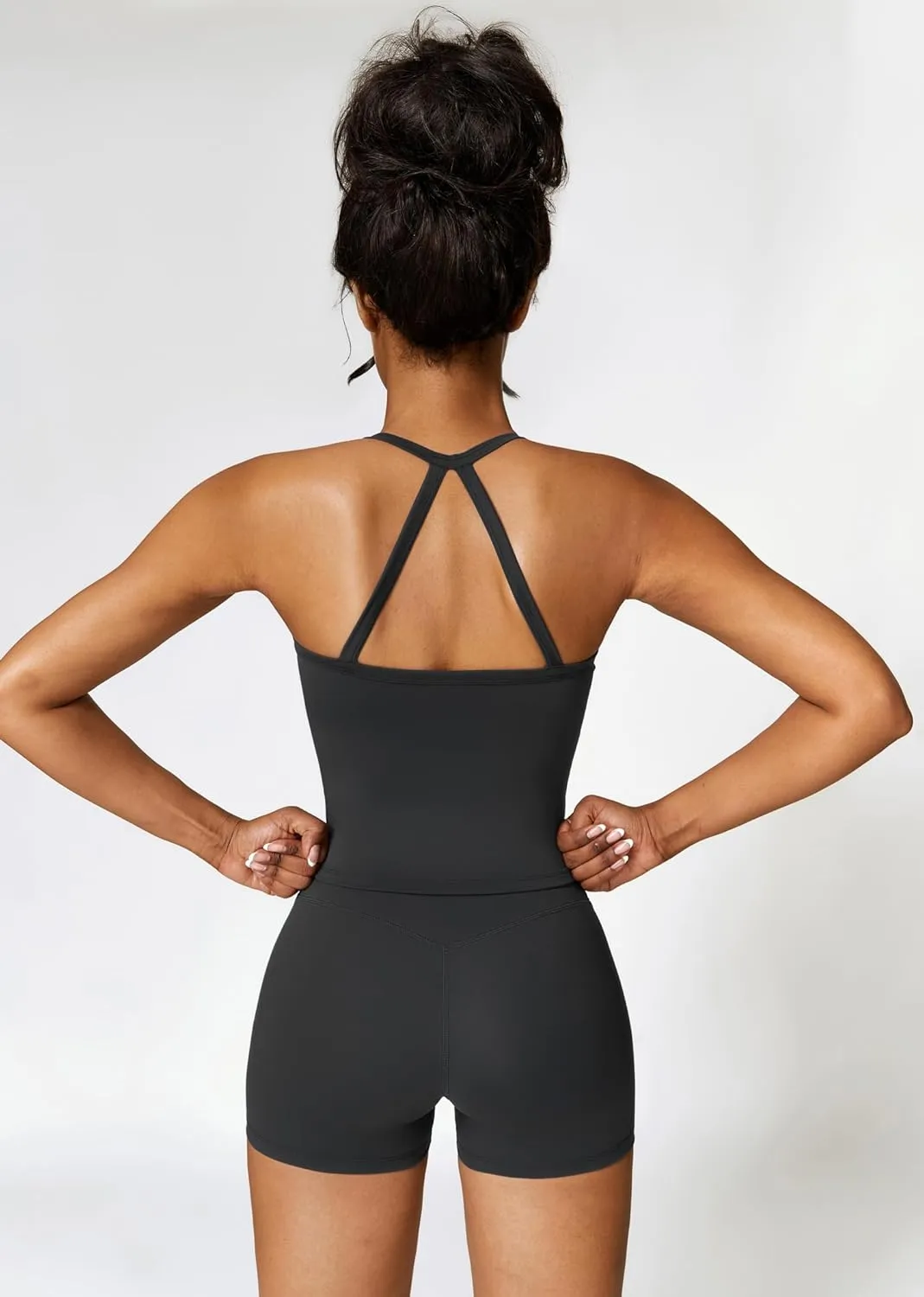 Two Piece Workout Sets For Women Tank Top Matching High Waist Booty Lifting Shorts Gym Yoga Active Wear Outfits