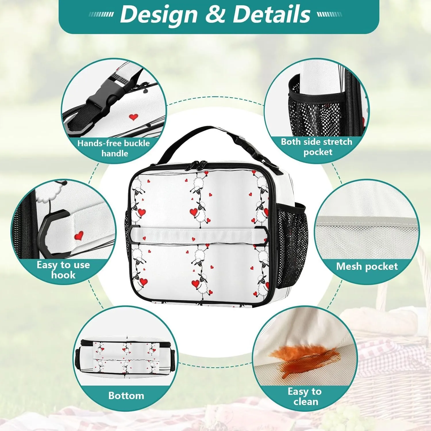Two Way Handles Dining Bag Insulated Tote with Detachable Adjustable for Travel