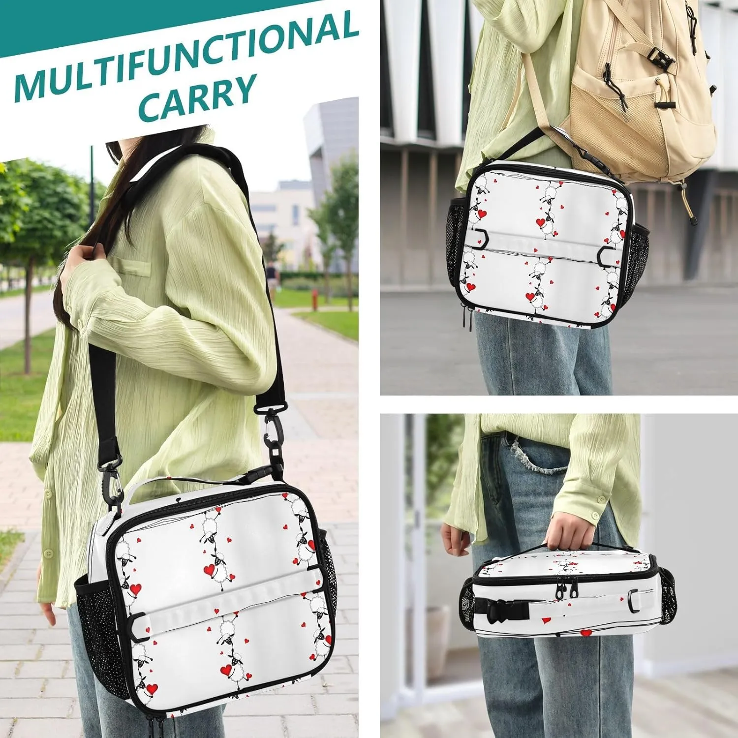Two Way Handles Dining Bag Insulated Tote with Detachable Adjustable for Travel