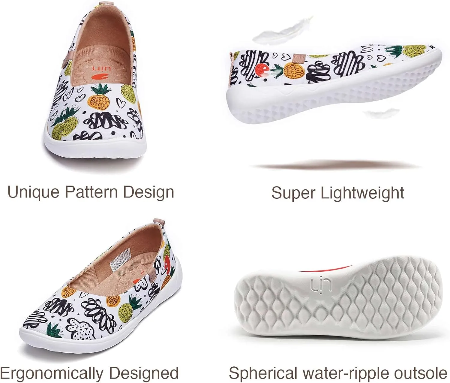 UIN Ballet Flats Shoes for Women Art Printed Wide Toe Casual Breathable Lightweight Slip On Women Loafers