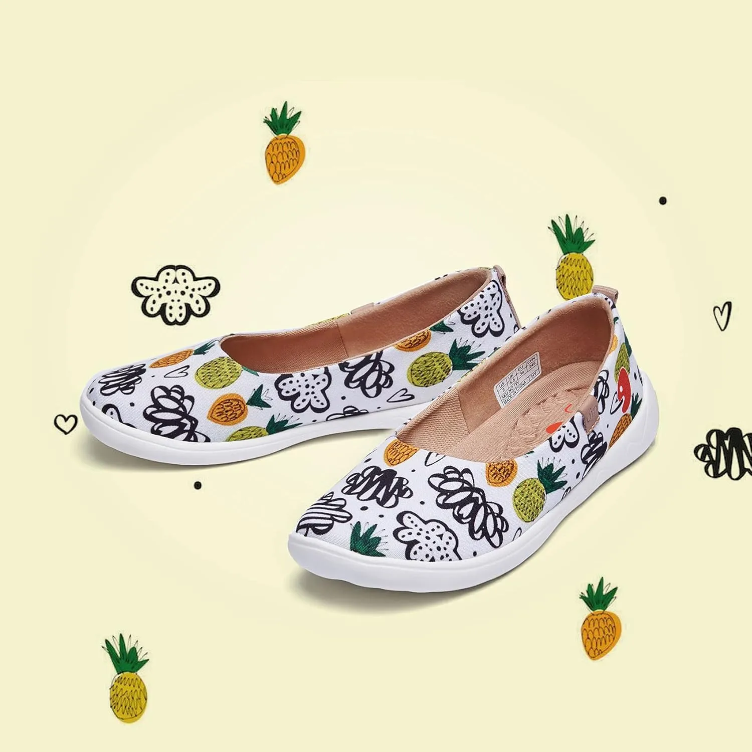 UIN Ballet Flats Shoes for Women Art Printed Wide Toe Casual Breathable Lightweight Slip On Women Loafers