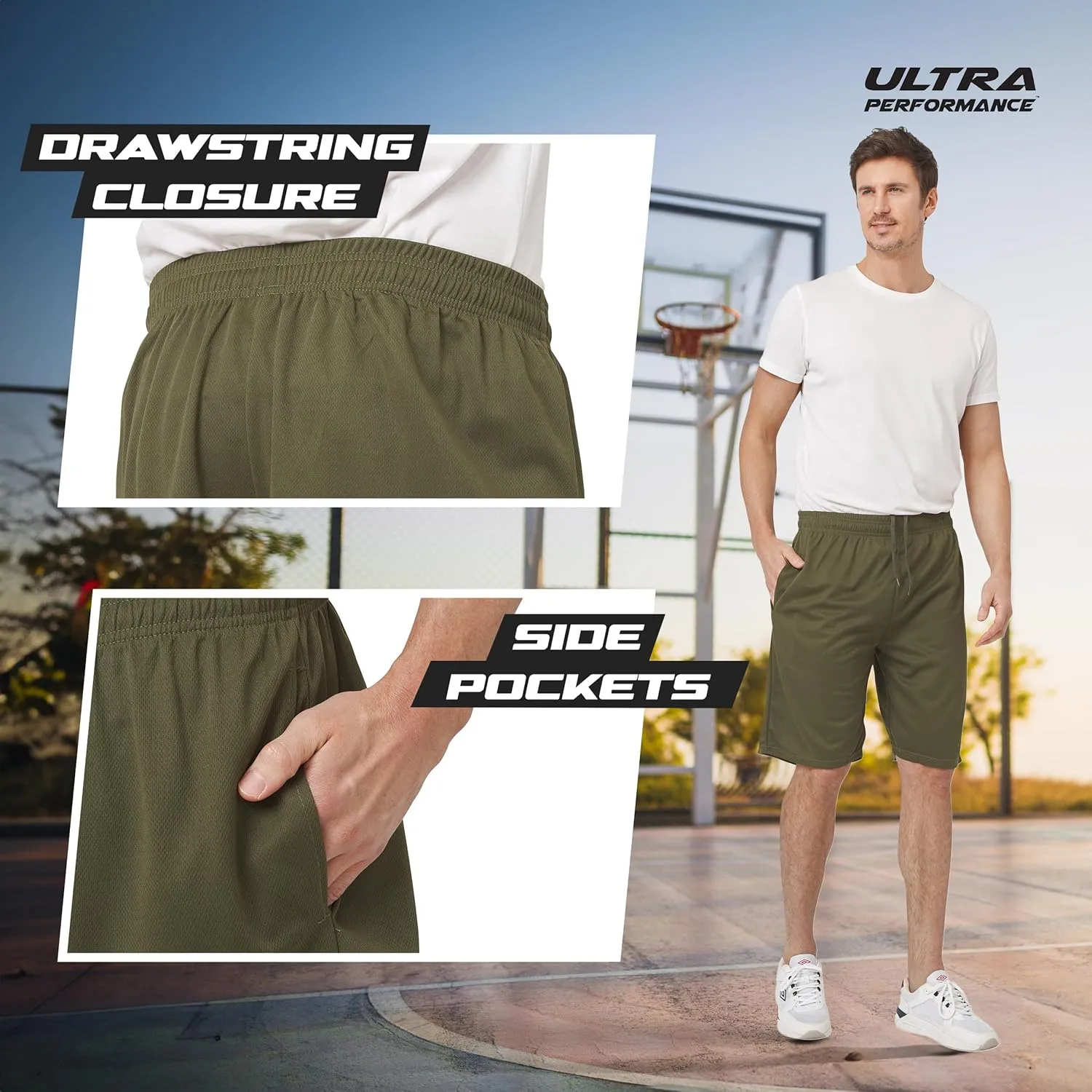 Ultra Performance 5 Pack Mens Shorts, Athletic Gym Shorts Workout Basketball Shorts for Men, SM - 5X
