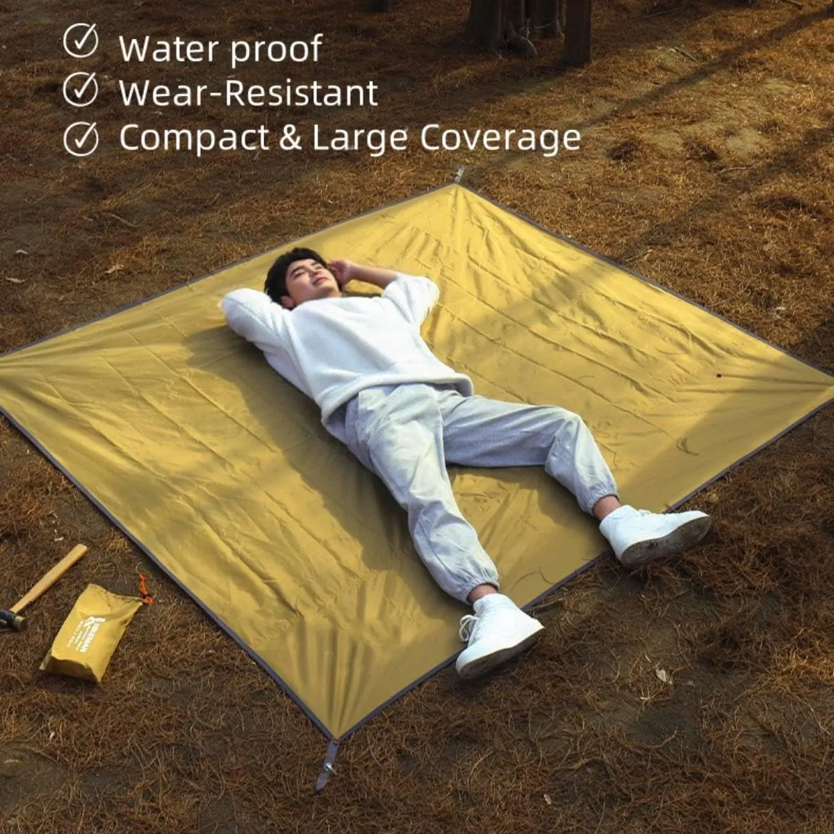 Ultralight Tent Footprint/Waterproof Camping Tarp, Essential Tent Accessories Beach Picnic Blanket Mat Ground Sheet for Camping, Backpacking, Hiking & Beach with Carry Bag (70.9 * 82.7in)