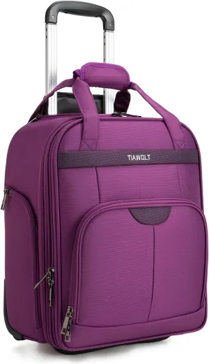 Underseat Carry on Luggage with Wheels,16-inch Airline Approved Personal Item Stylish Softside Underseater Suitcases with Wet/Dry Pockets,Overnight Rolling Carry-on Bag for Short Trip, Purple