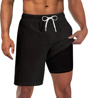 UNICOMIDEA Men Swim Trunks with Compression Liner 9 Inch Long Board Shorts