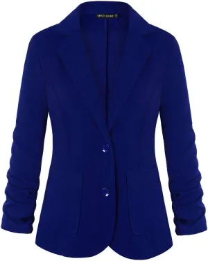 Unifizz Womens Casual Work Office Blazer Pockets Buttons Suit Jacket 3/4 Sleeve