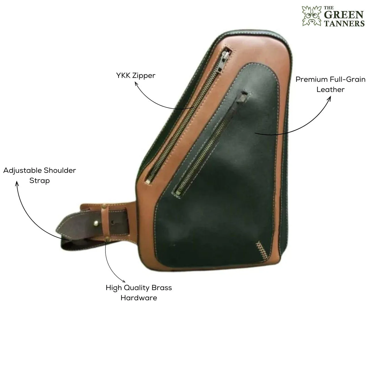Unisex Leather Sling Bag With Zipped Pockets