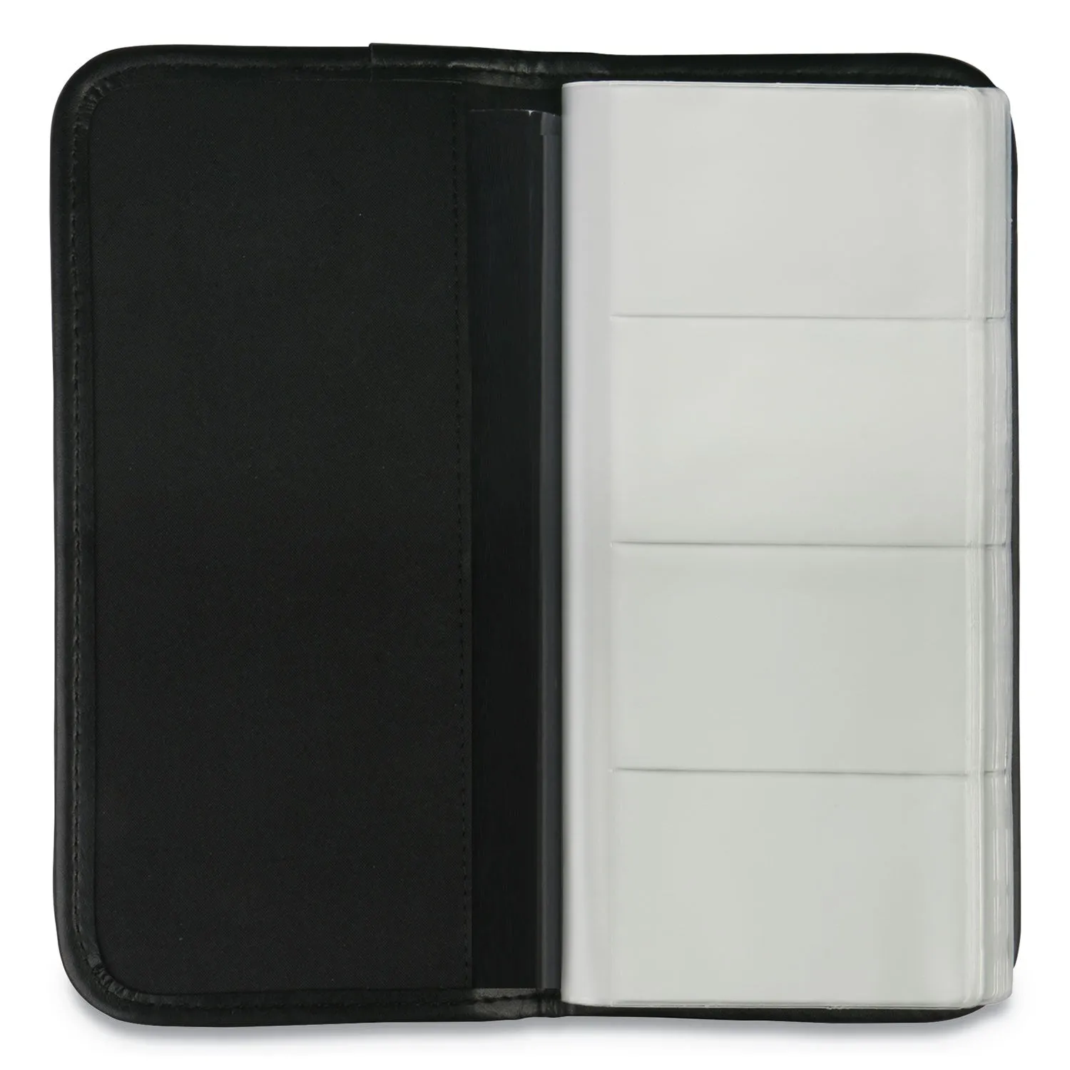 Universal® Business Card Holder, Holds 160 3.5 X 2 Cards, 4.75 X 10.13, Vinyl, Black
