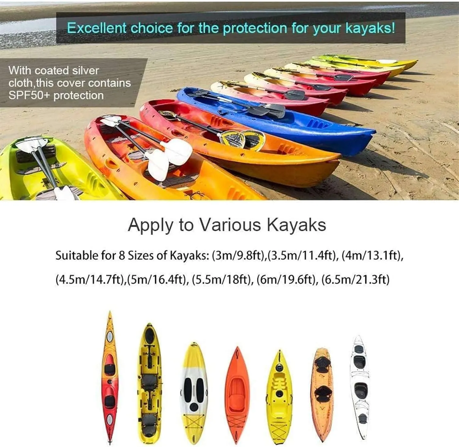Universal Kayaks Cover Canoe Boat Waterproof UV Resistant Dust-Proof Storage Cover Kayaks Boat Canoe Cover(3.5m)