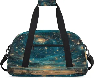 Universe Planets Gym Duffel Bag for Men Women Space Galaxy Sports Tote Bag with Adjustable Shoulder Strap for Dance Gymnastics Traveling Outdoor Camping Overnight Stay