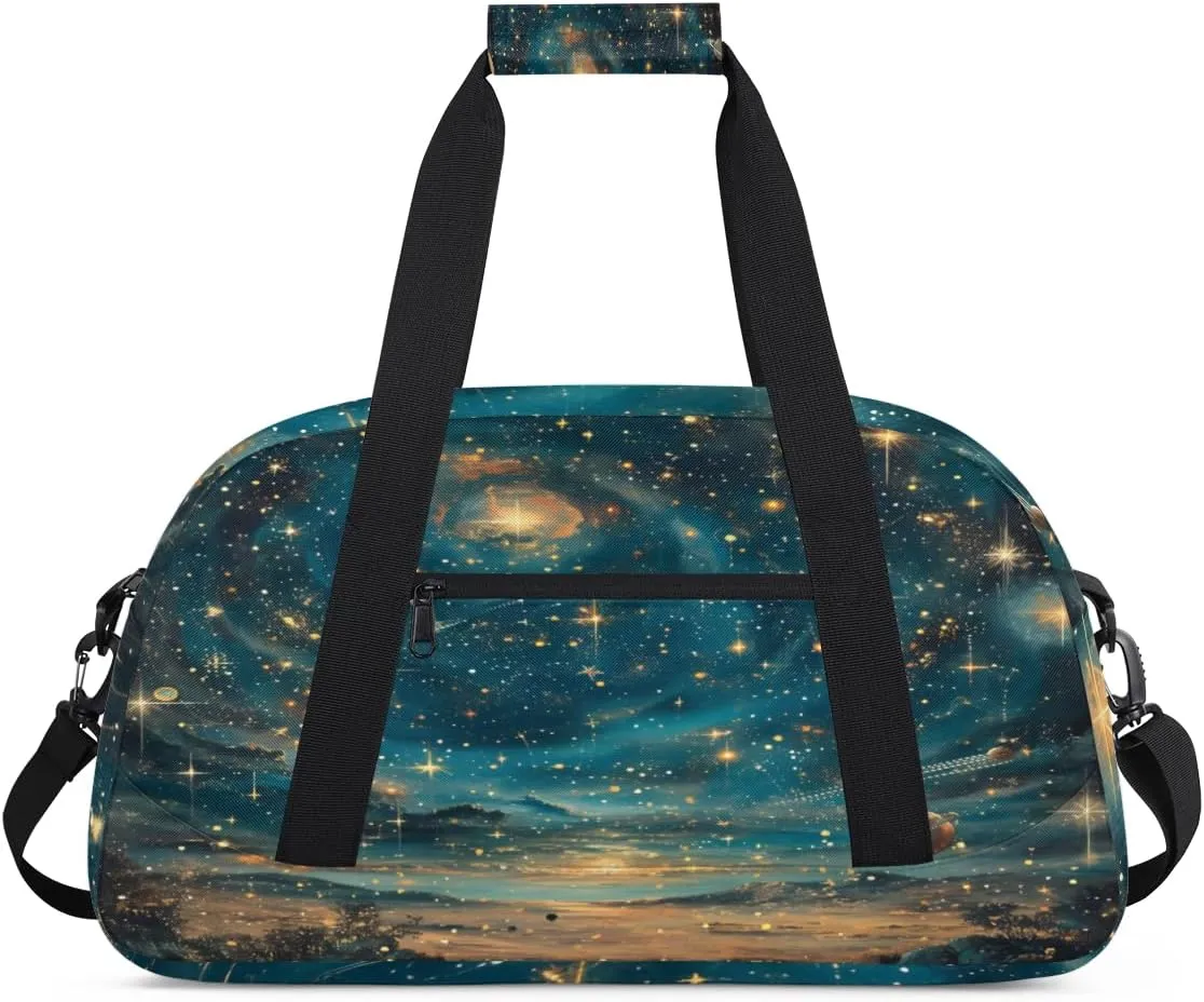 Universe Planets Gym Duffel Bag for Men Women Space Galaxy Sports Tote Bag with Adjustable Shoulder Strap for Dance Gymnastics Traveling Outdoor Camping Overnight Stay