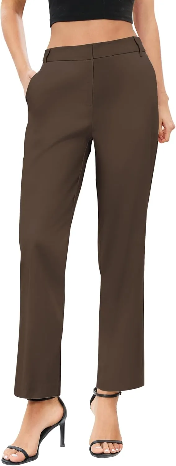 Urban CoCo Women's Elastic Waisted Work Pants Business Casual Office Pants Trousers with Pockets