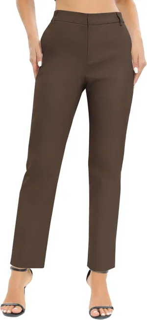 Urban CoCo Women's Elastic Waisted Work Pants Business Casual Office Pants Trousers with Pockets