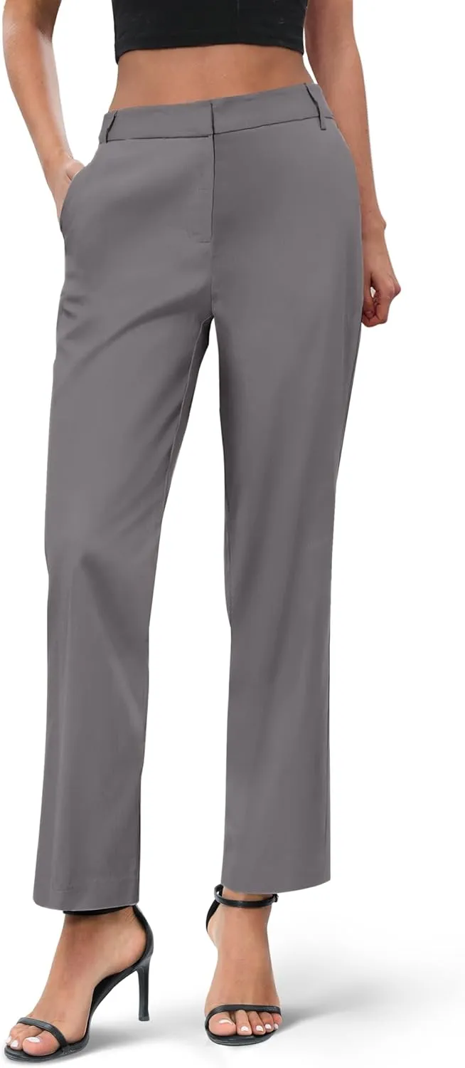 Urban CoCo Women's Elastic Waisted Work Pants Business Casual Office Pants Trousers with Pockets