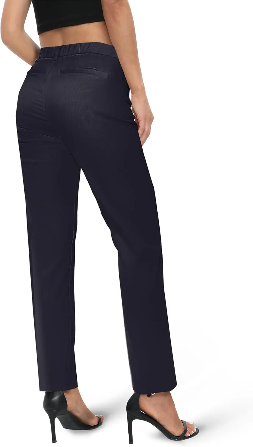 Urban CoCo Women's Elastic Waisted Work Pants Business Casual Office Pants Trousers with Pockets