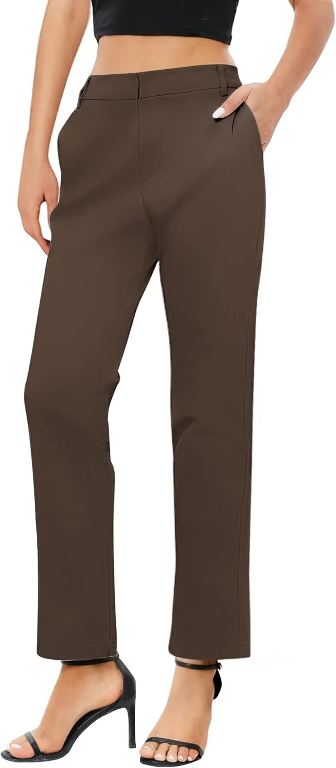 Urban CoCo Women's Elastic Waisted Work Pants Business Casual Office Pants Trousers with Pockets