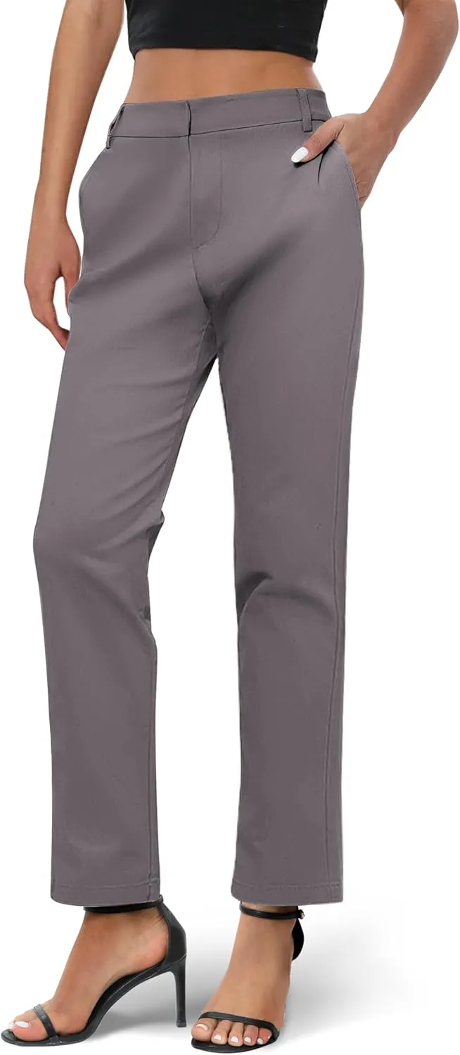 Urban CoCo Women's Elastic Waisted Work Pants Business Casual Office Pants Trousers with Pockets
