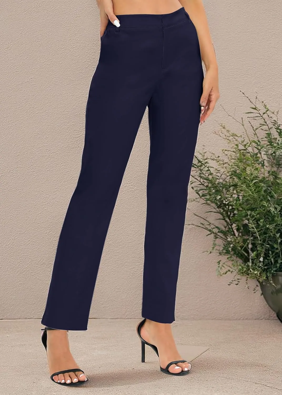 Urban CoCo Women's Elastic Waisted Work Pants Business Casual Office Pants Trousers with Pockets