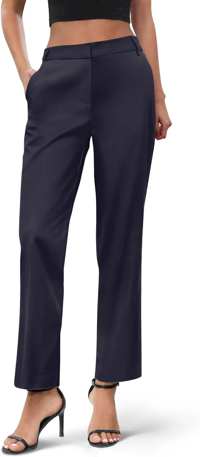 Urban CoCo Women's Elastic Waisted Work Pants Business Casual Office Pants Trousers with Pockets