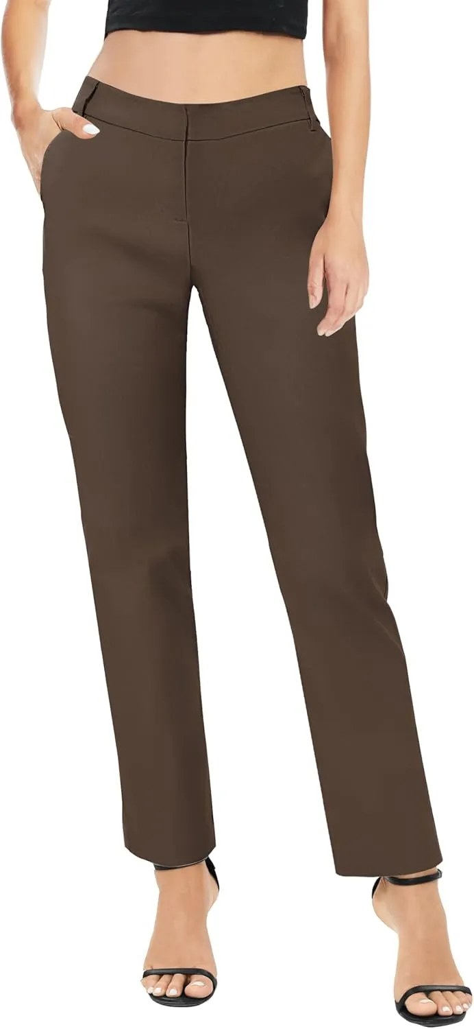 Urban CoCo Women's Elastic Waisted Work Pants Business Casual Office Pants Trousers with Pockets