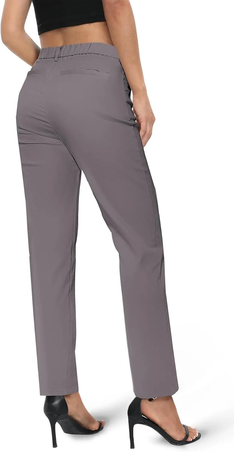 Urban CoCo Women's Elastic Waisted Work Pants Business Casual Office Pants Trousers with Pockets