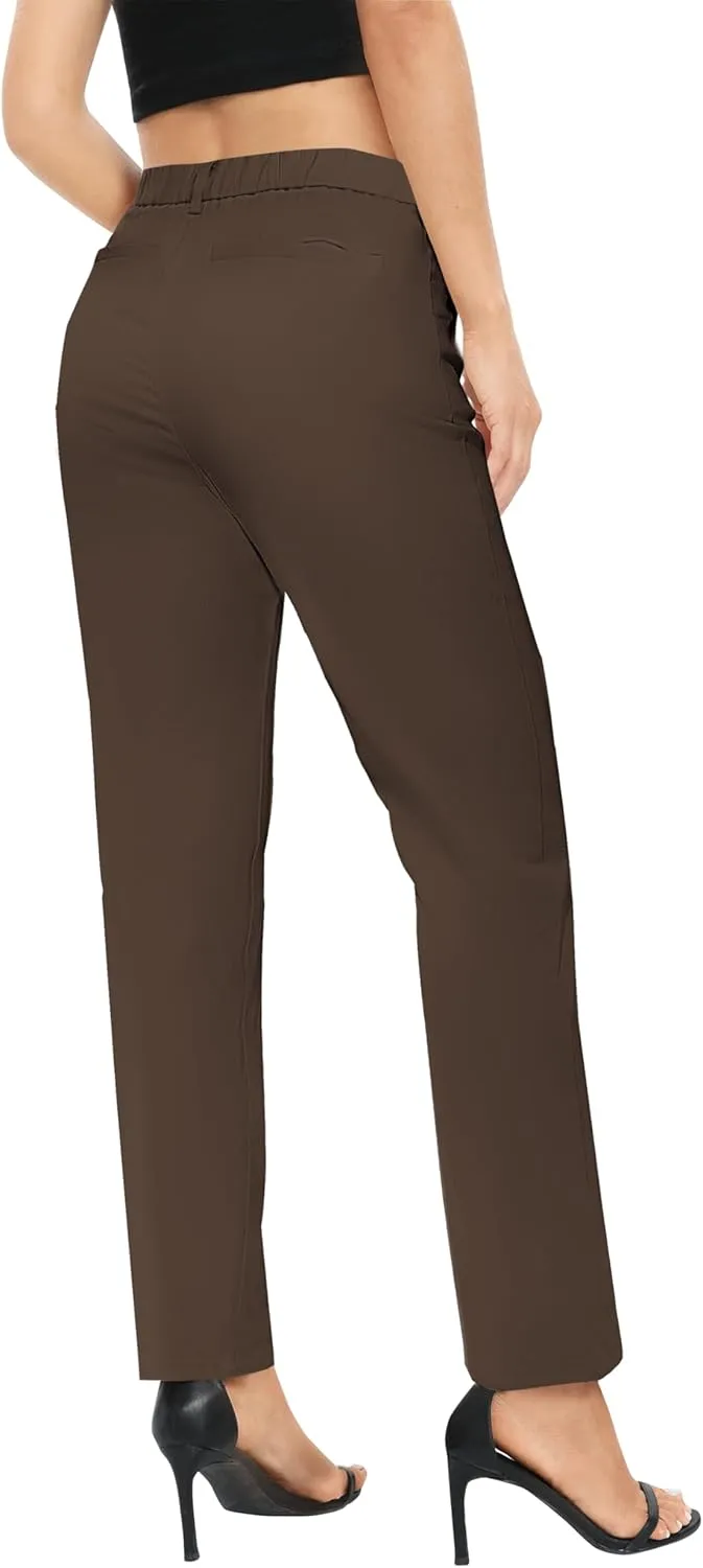 Urban CoCo Women's Elastic Waisted Work Pants Business Casual Office Pants Trousers with Pockets